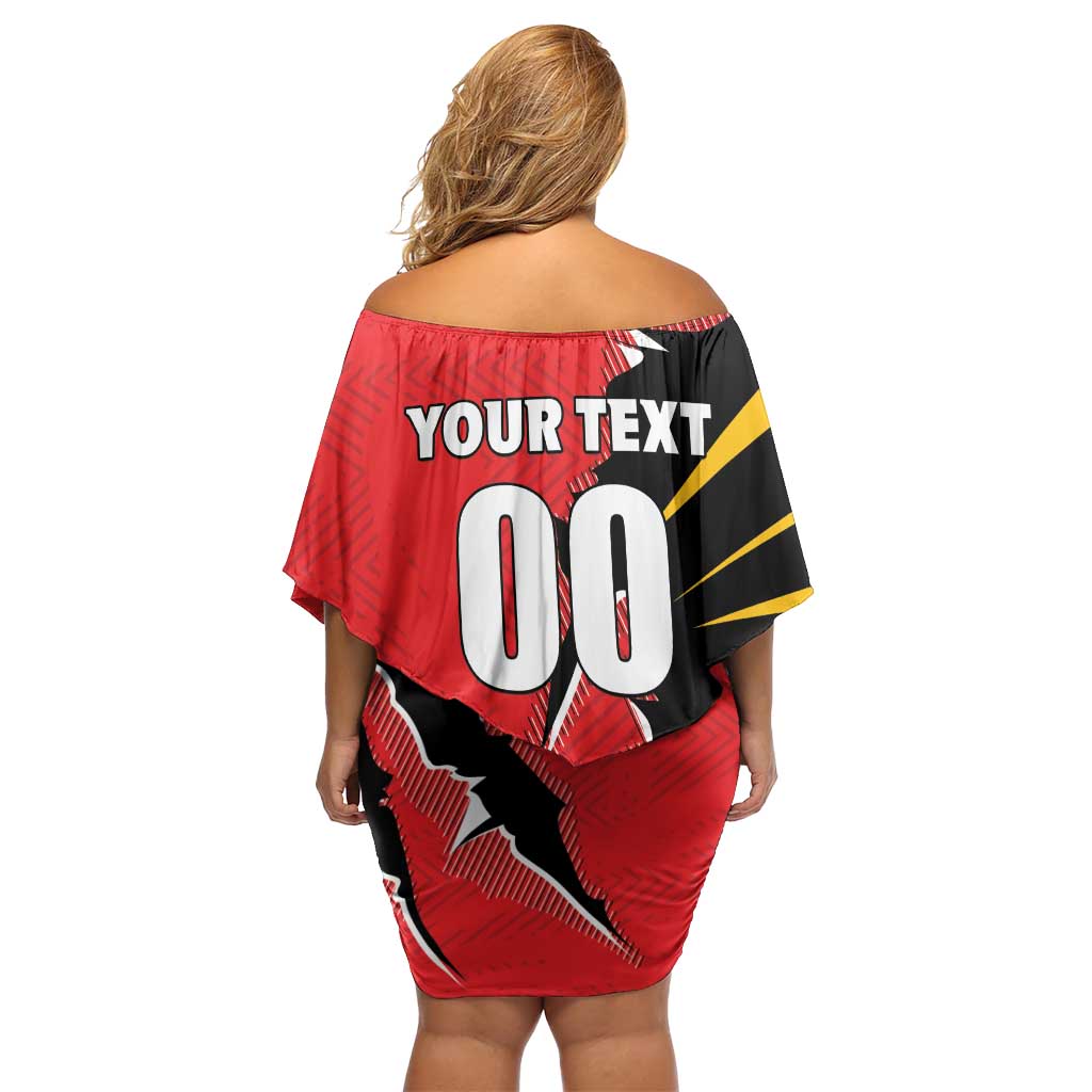 Custom Cricket Guyana Jaguars Family Matching Off Shoulder Short Dress and Hawaiian Shirt Go Champion