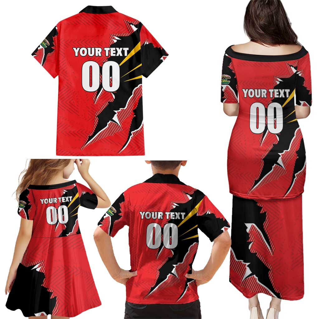 Custom Cricket Guyana Jaguars Family Matching Puletasi and Hawaiian Shirt Go Champion