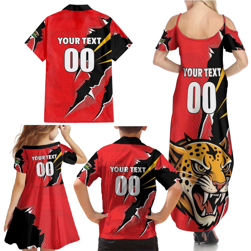 Custom Cricket Guyana Jaguars Family Matching Summer Maxi Dress and Hawaiian Shirt Go Champion