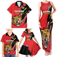 Custom Cricket Guyana Jaguars Family Matching Tank Maxi Dress and Hawaiian Shirt Go Champion