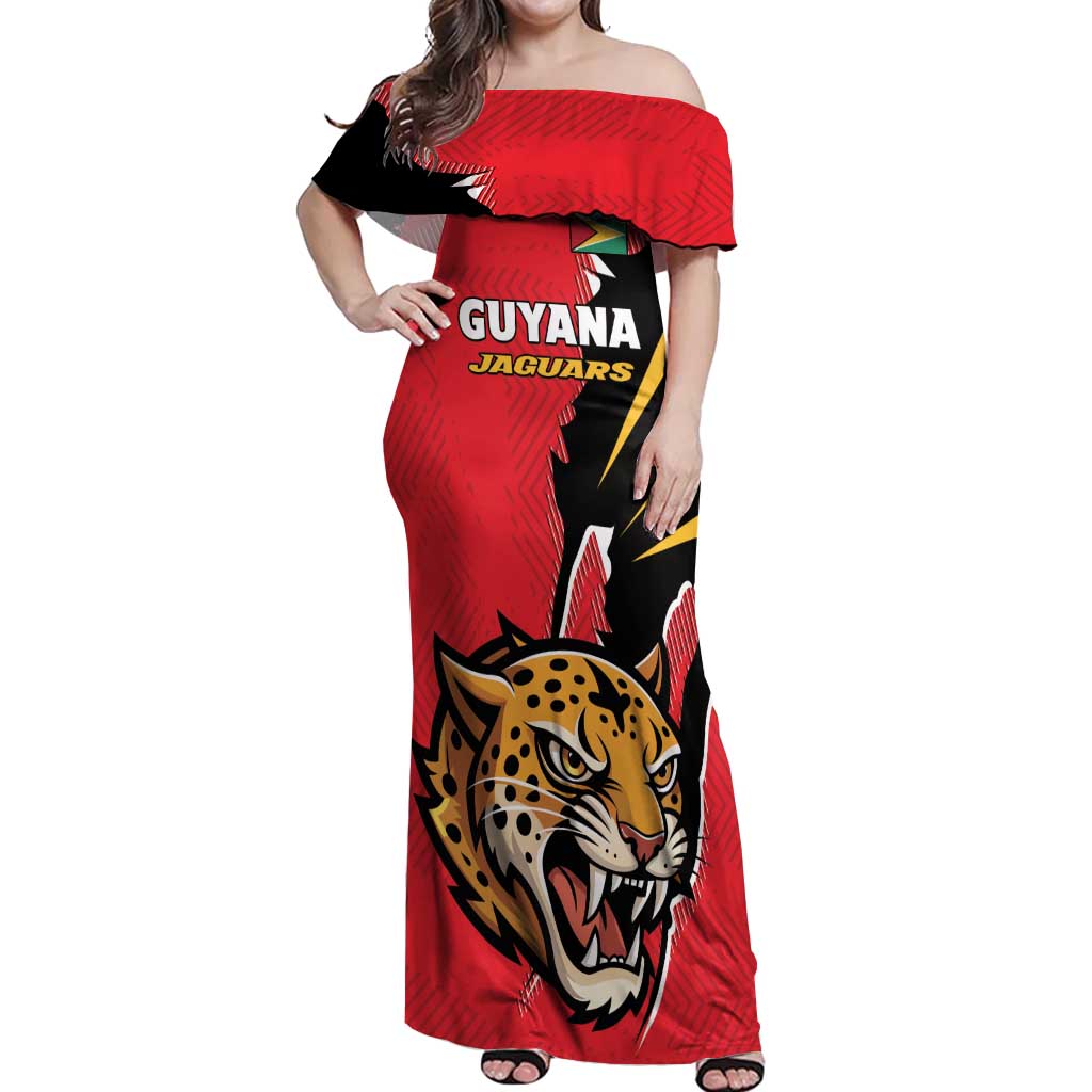 Custom Cricket Guyana Jaguars Off Shoulder Maxi Dress Go Champion