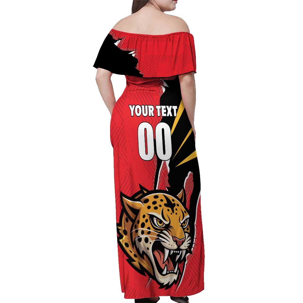 Custom Cricket Guyana Jaguars Off Shoulder Maxi Dress Go Champion