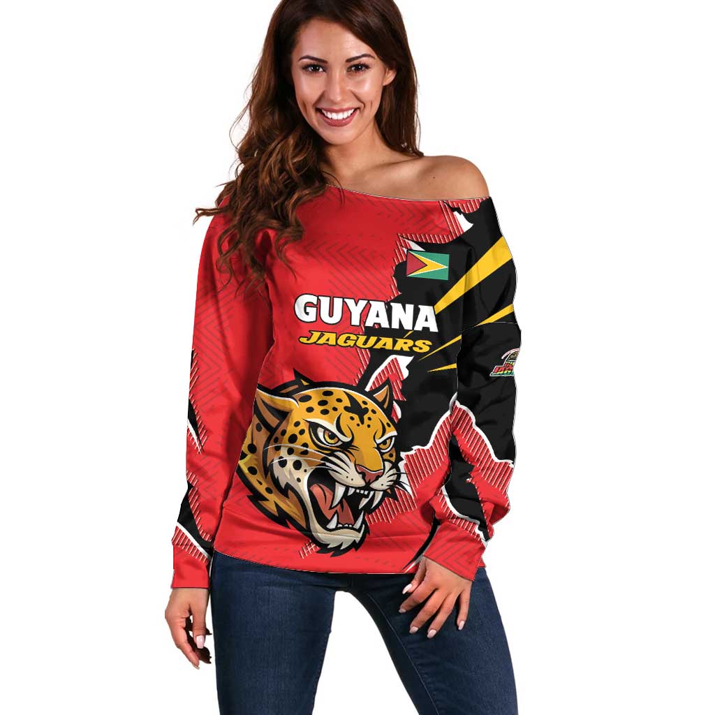 Custom Cricket Guyana Jaguars Off Shoulder Sweater Go Champion