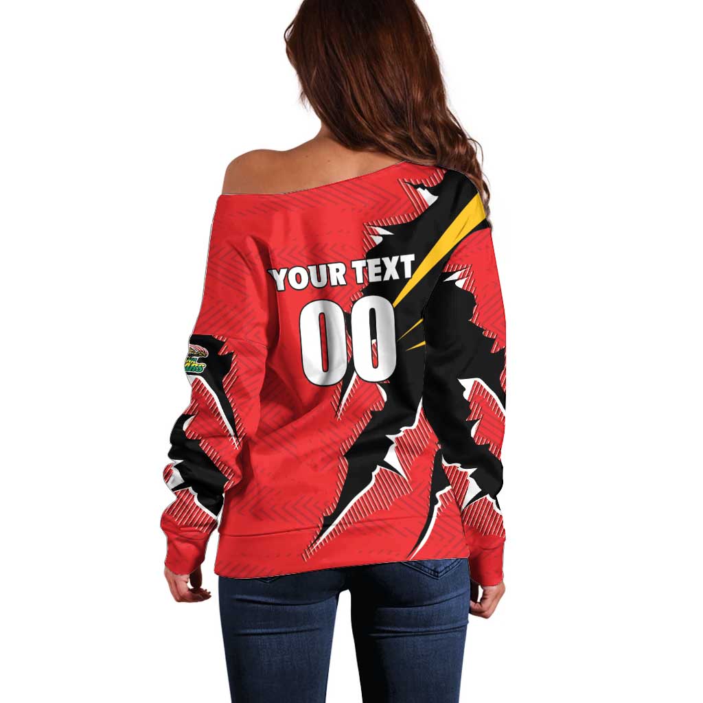 Custom Cricket Guyana Jaguars Off Shoulder Sweater Go Champion