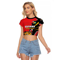 Custom Cricket Guyana Jaguars Raglan Cropped T Shirt Go Champion