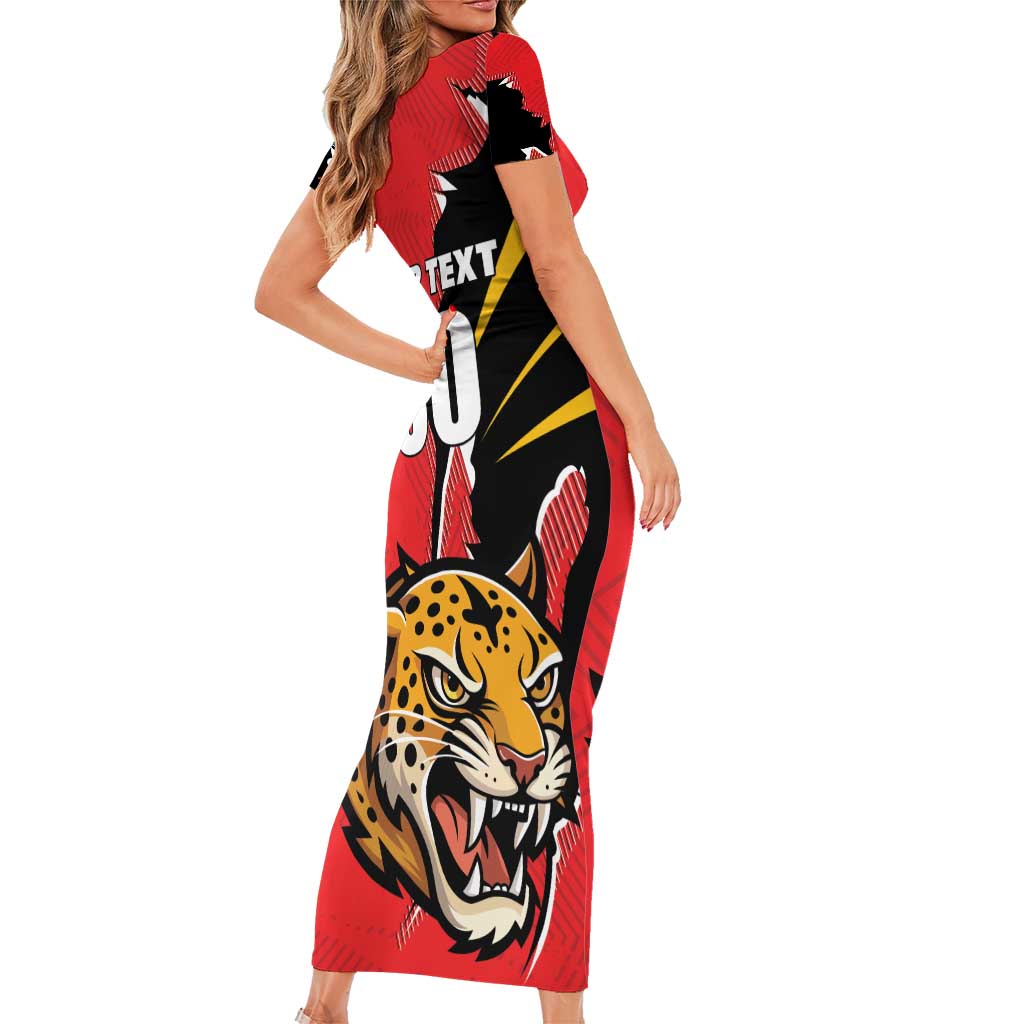 Custom Cricket Guyana Jaguars Short Sleeve Bodycon Dress Go Champion