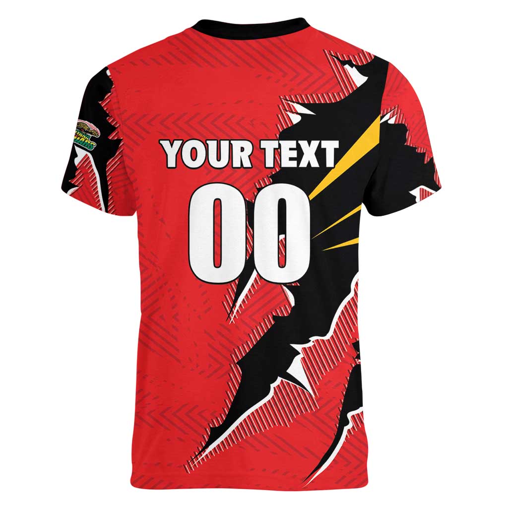 Custom Cricket Guyana Jaguars Women V-Neck T-Shirt Go Champion
