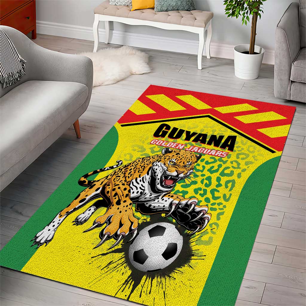 Football Guyana Area Rug Golden Jaguars