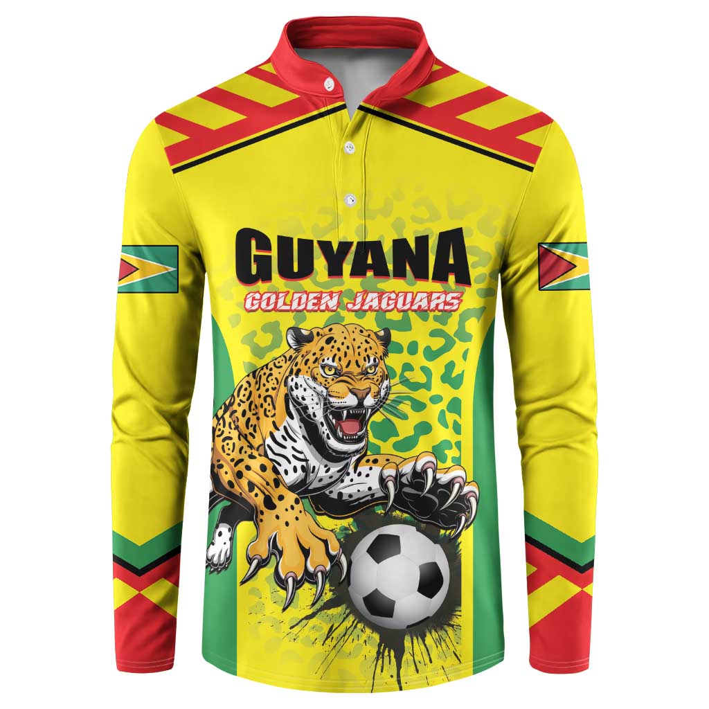 Custom Football Guyana Button Sweatshirt Golden Jaguars