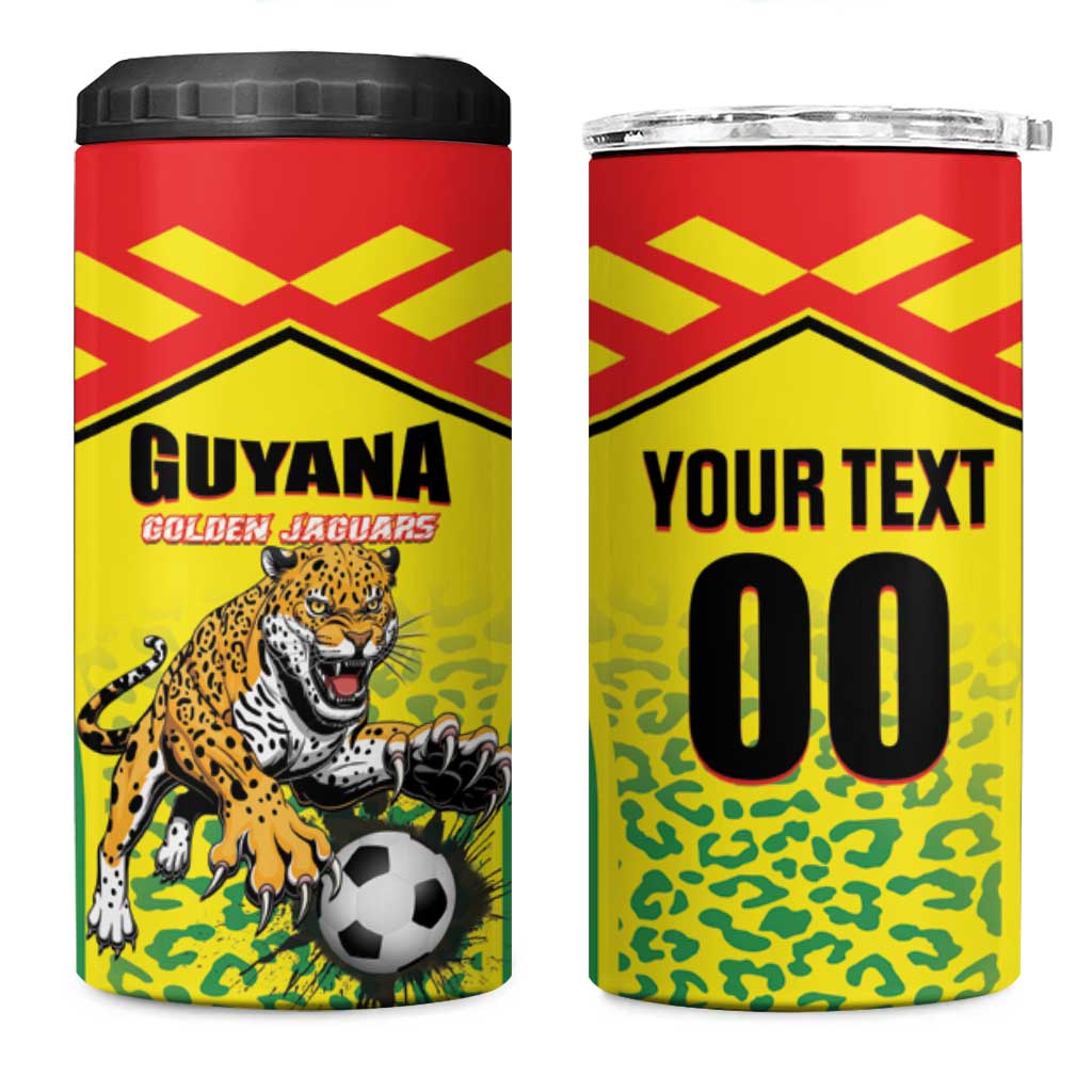 Custom Football Guyana 4 in 1 Can Cooler Tumbler Golden Jaguars