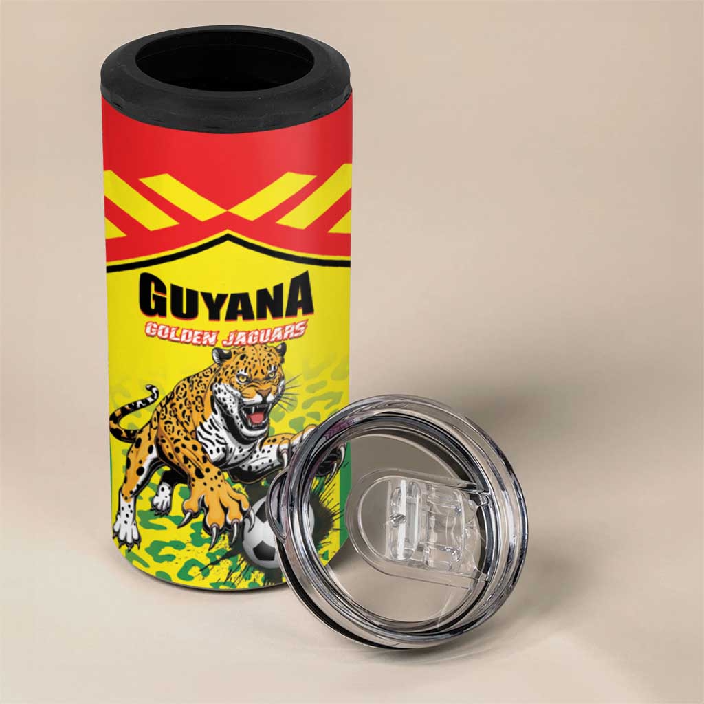 Custom Football Guyana 4 in 1 Can Cooler Tumbler Golden Jaguars