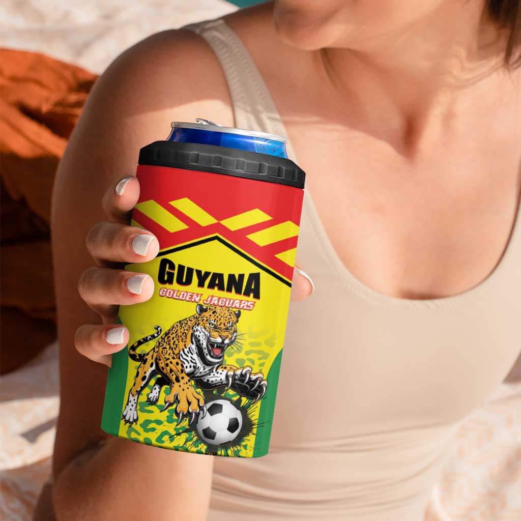 Custom Football Guyana 4 in 1 Can Cooler Tumbler Golden Jaguars