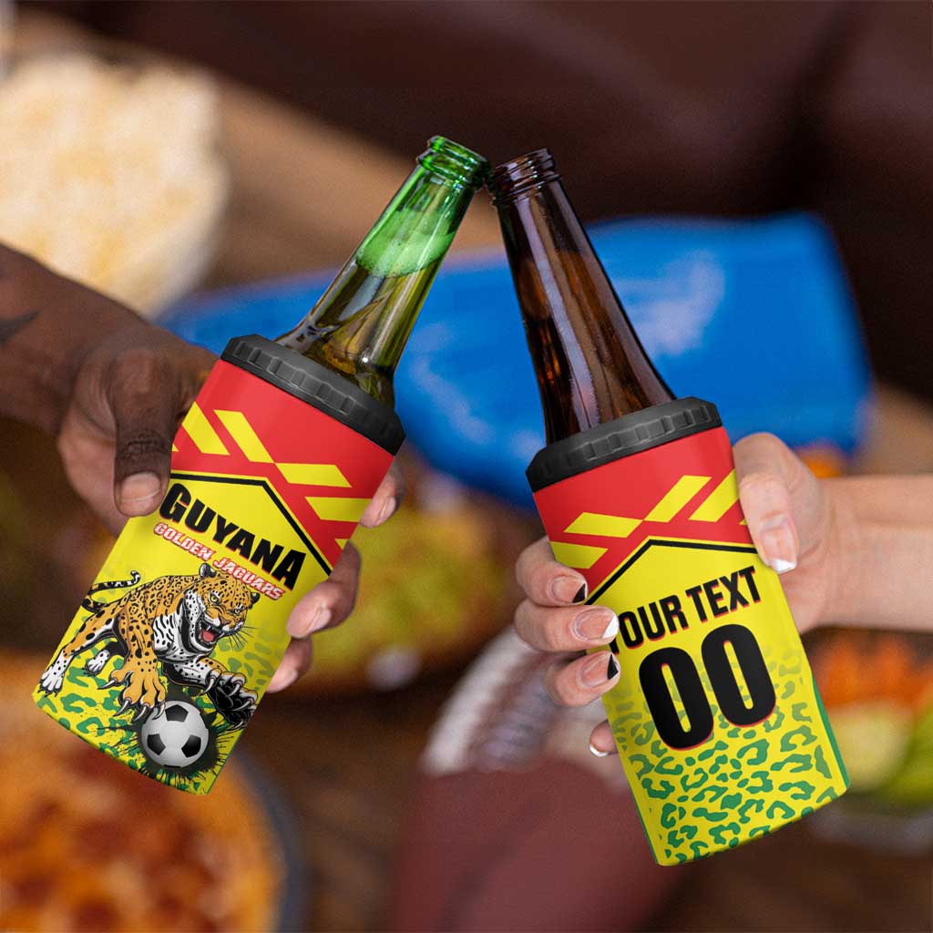 Custom Football Guyana 4 in 1 Can Cooler Tumbler Golden Jaguars