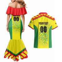 Custom Football Guyana Couples Matching Mermaid Dress and Hawaiian Shirt Golden Jaguars