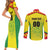 Custom Football Guyana Couples Matching Short Sleeve Bodycon Dress and Long Sleeve Button Shirt Golden Jaguars