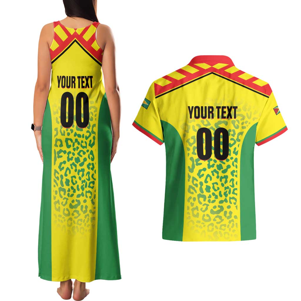 Custom Football Guyana Couples Matching Tank Maxi Dress and Hawaiian Shirt Golden Jaguars