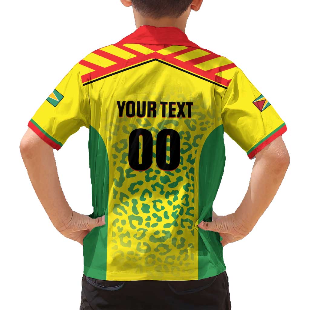 Custom Football Guyana Family Matching Long Sleeve Bodycon Dress and Hawaiian Shirt Golden Jaguars