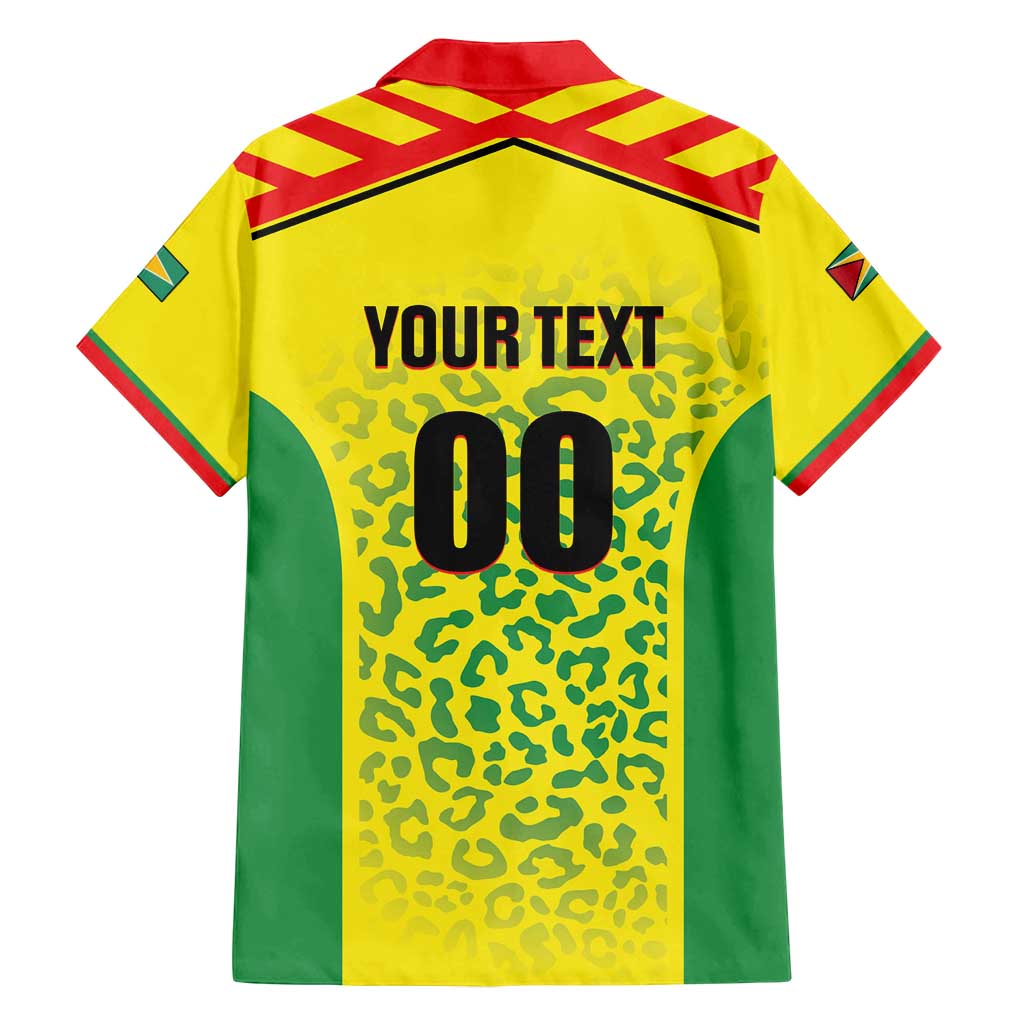 Custom Football Guyana Family Matching Long Sleeve Bodycon Dress and Hawaiian Shirt Golden Jaguars