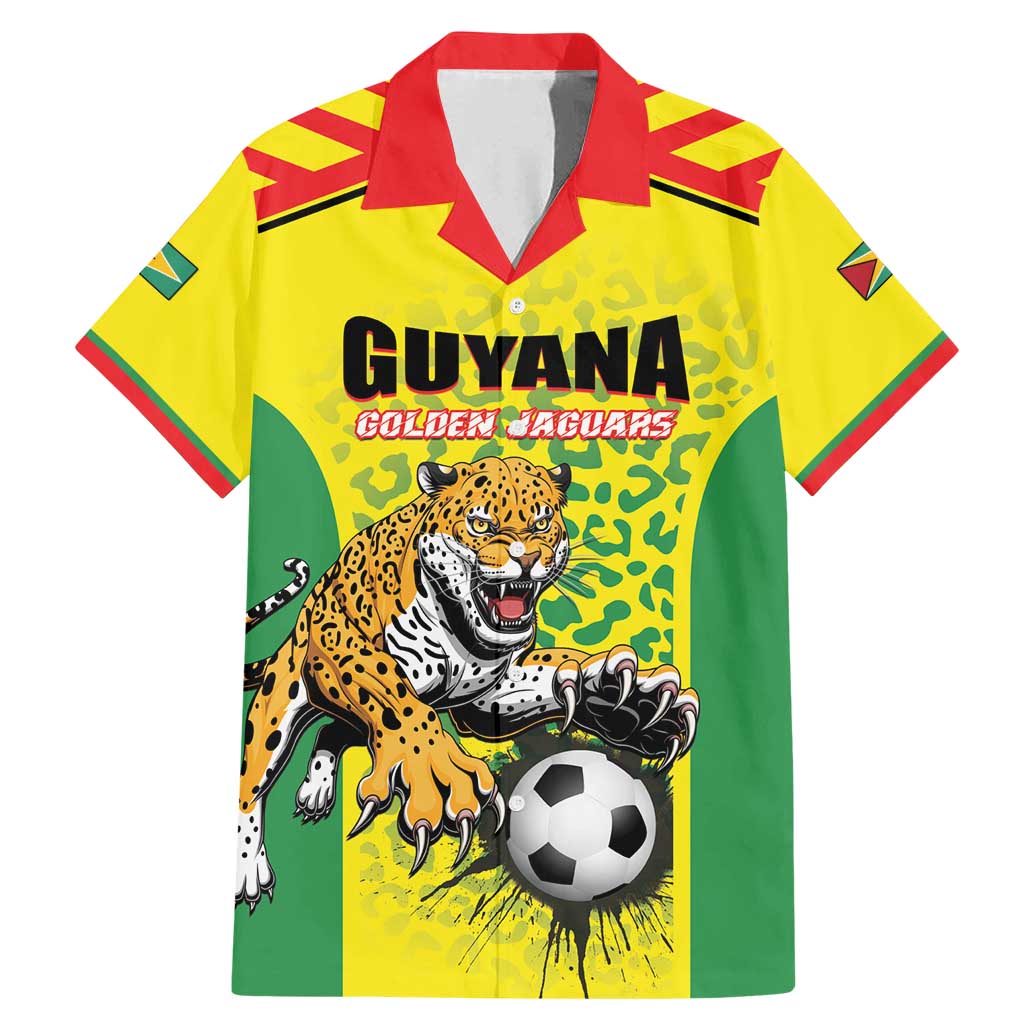 Custom Football Guyana Family Matching Mermaid Dress and Hawaiian Shirt Golden Jaguars