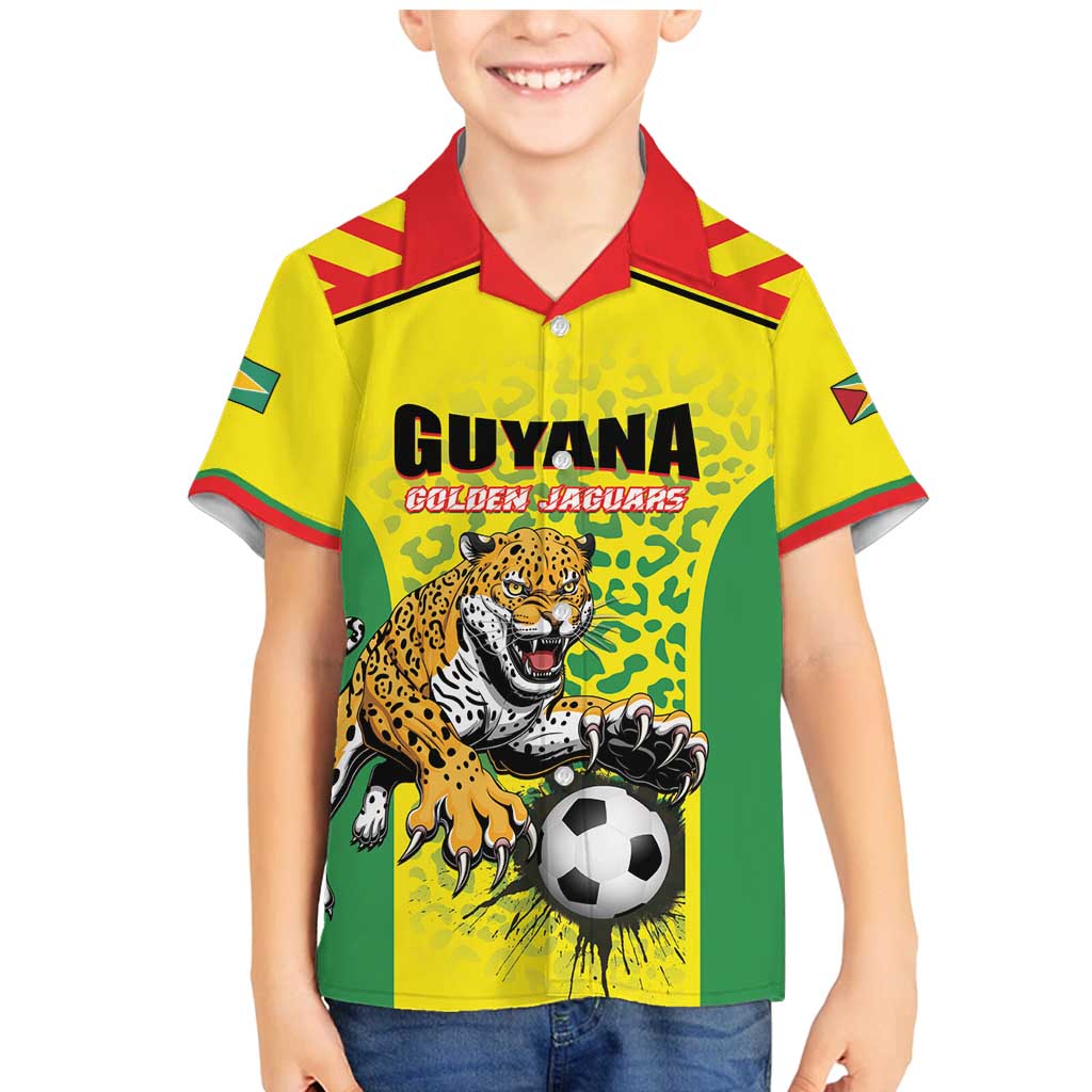 Custom Football Guyana Family Matching Mermaid Dress and Hawaiian Shirt Golden Jaguars