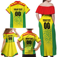 Custom Football Guyana Family Matching Off Shoulder Maxi Dress and Hawaiian Shirt Golden Jaguars