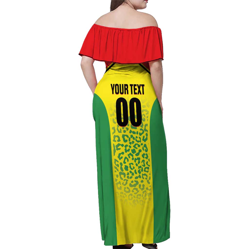 Custom Football Guyana Family Matching Off Shoulder Maxi Dress and Hawaiian Shirt Golden Jaguars