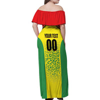 Custom Football Guyana Family Matching Off Shoulder Maxi Dress and Hawaiian Shirt Golden Jaguars