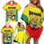 Custom Football Guyana Family Matching Off Shoulder Short Dress and Hawaiian Shirt Golden Jaguars
