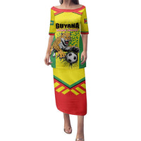 Custom Football Guyana Family Matching Puletasi and Hawaiian Shirt Golden Jaguars