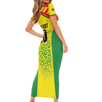 Custom Football Guyana Family Matching Short Sleeve Bodycon Dress and Hawaiian Shirt Golden Jaguars