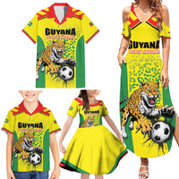 Custom Football Guyana Family Matching Summer Maxi Dress and Hawaiian Shirt Golden Jaguars