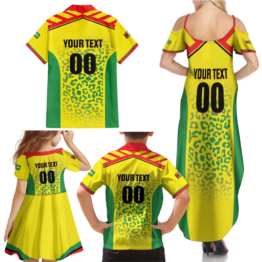 Custom Football Guyana Family Matching Summer Maxi Dress and Hawaiian Shirt Golden Jaguars
