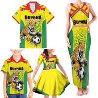 Custom Football Guyana Family Matching Tank Maxi Dress and Hawaiian Shirt Golden Jaguars