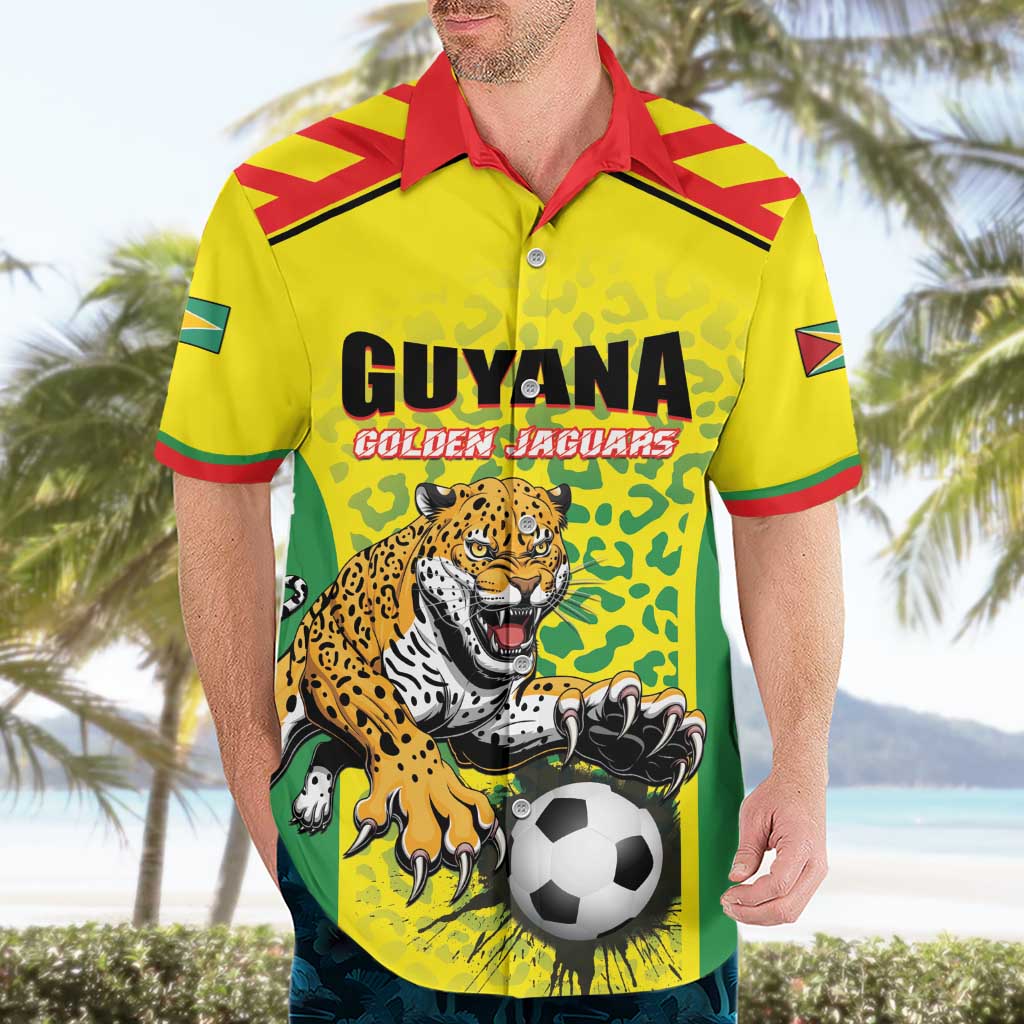 Custom Football Guyana Hawaiian Shirt Golden Jaguars