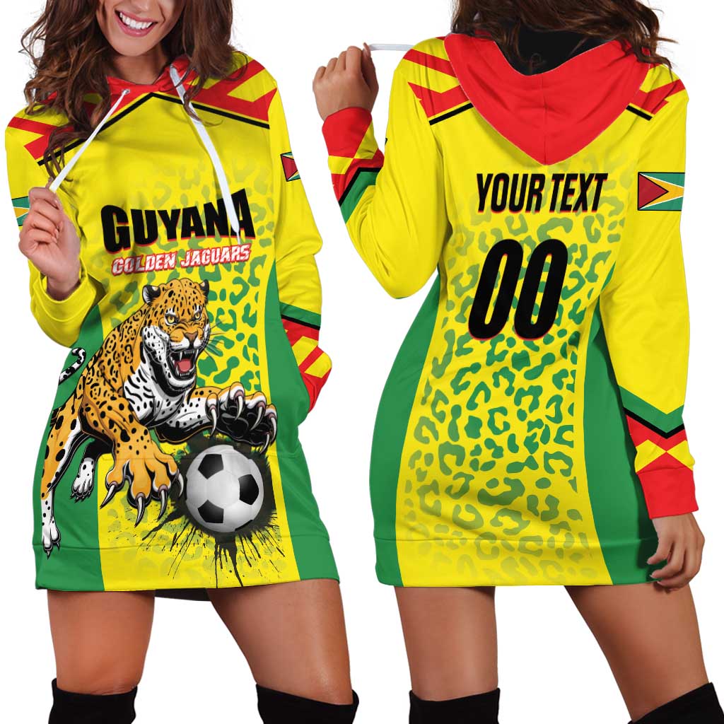 Custom Football Guyana Hoodie Dress Golden Jaguars