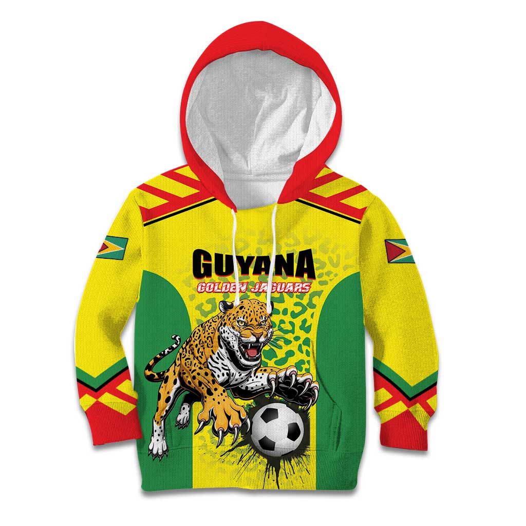 Custom Football Guyana Kid Hoodie Golden Jaguars