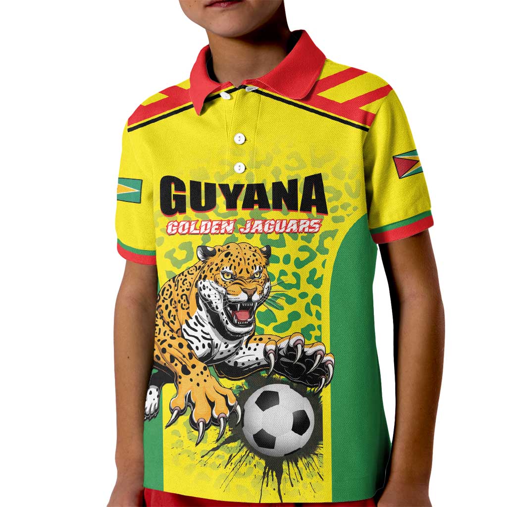 Custom Football Guyana Kid Polo Shirt Golden Jaguars