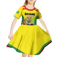 Custom Football Guyana Kid Short Sleeve Dress Golden Jaguars