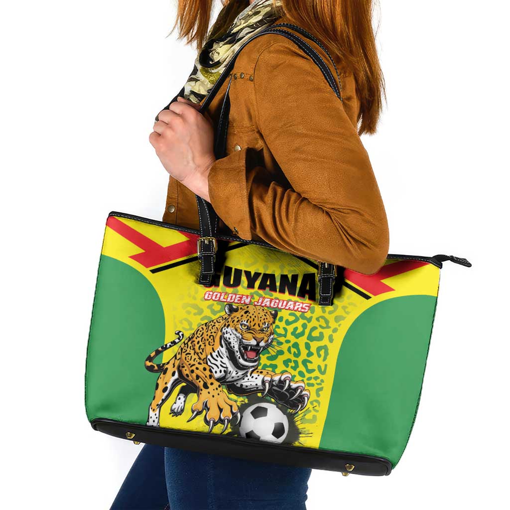 Football Guyana Leather Tote Bag Golden Jaguars