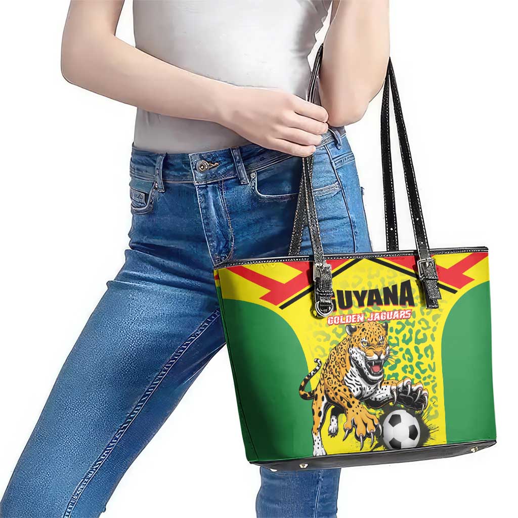 Football Guyana Leather Tote Bag Golden Jaguars