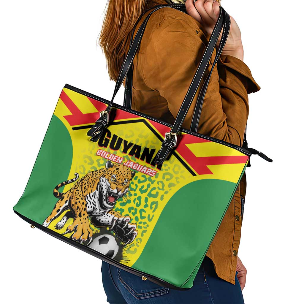 Football Guyana Leather Tote Bag Golden Jaguars