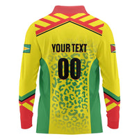 Custom Football Guyana Long Sleeve Polo Shirt Golden Jaguars