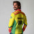 Custom Football Guyana Long Sleeve Polo Shirt Golden Jaguars