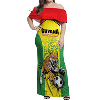 Custom Football Guyana Off Shoulder Maxi Dress Golden Jaguars