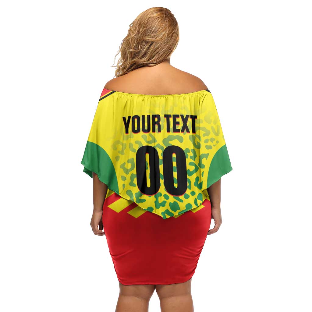Custom Football Guyana Off Shoulder Short Dress Golden Jaguars