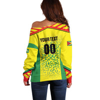 Custom Football Guyana Off Shoulder Sweater Golden Jaguars