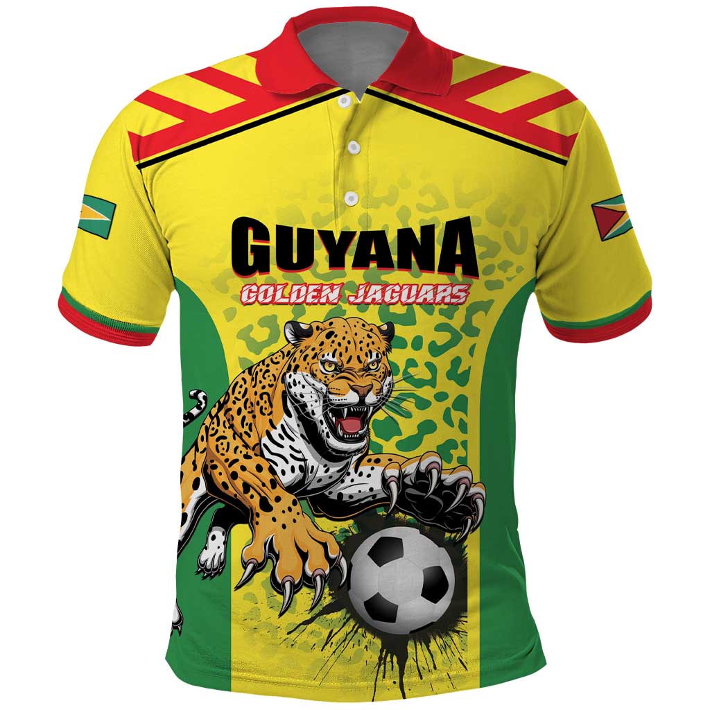 Custom Football Guyana Polo Shirt Golden Jaguars