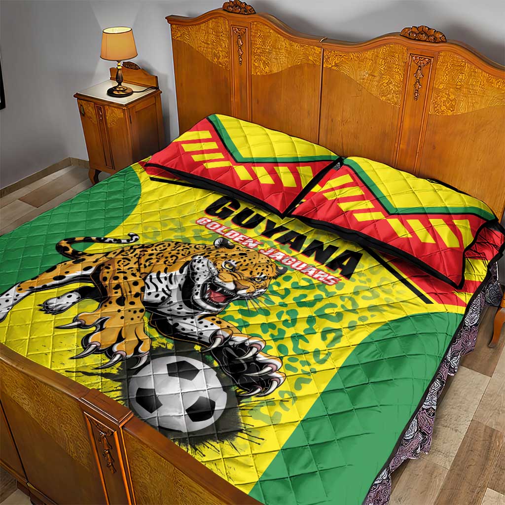 Football Guyana Quilt Bed Set Golden Jaguars