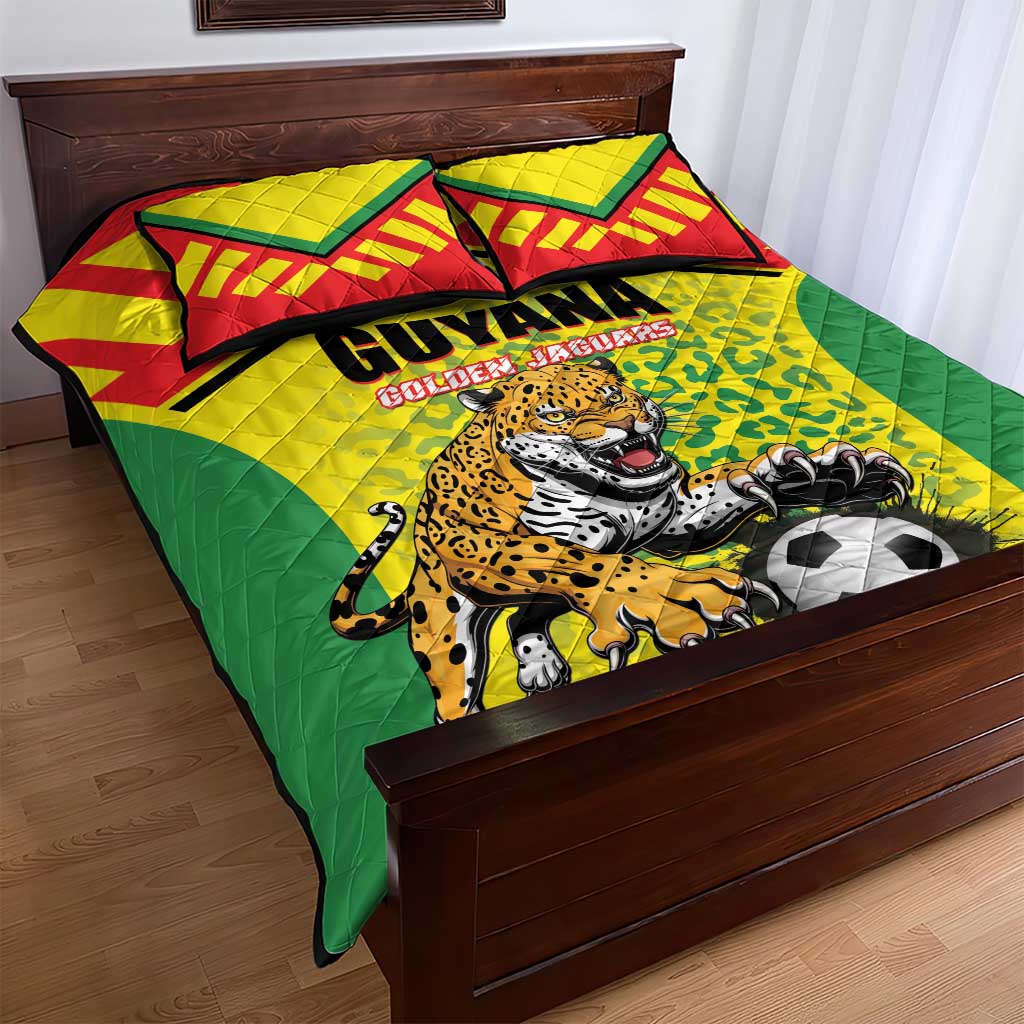 Football Guyana Quilt Bed Set Golden Jaguars