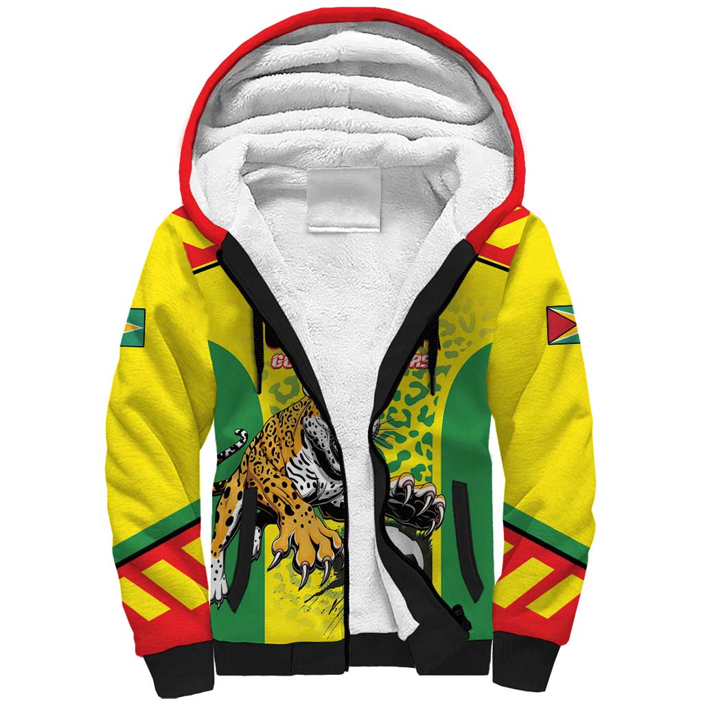 Custom Football Guyana Sherpa Hoodie Golden Jaguars
